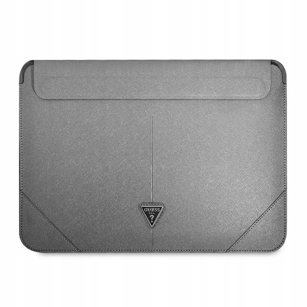 Pouzdro pro MacBook 16" Guess Saffiano Triangle Logo Stříbrné