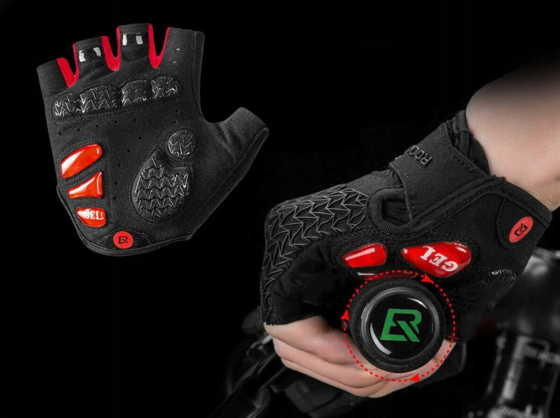 ROCKBROS RĘKAWICZKI ROWEROWE SPORTOWE BEZ PALCÓW Z WKŁADKAMI ŻELOWYMI r. M Płeć nie dotyczy