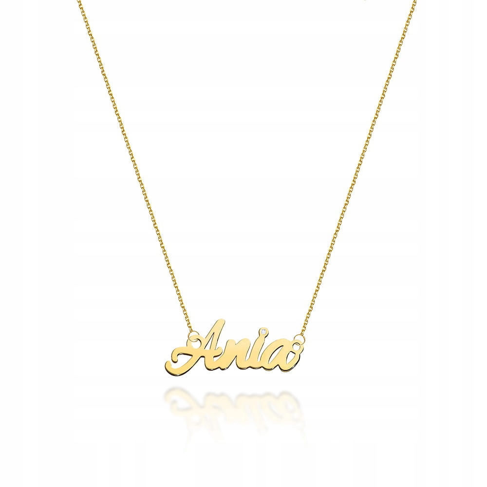Zlatý náhrdelník s diamantem a diamantem, jména Ania, zlato 585