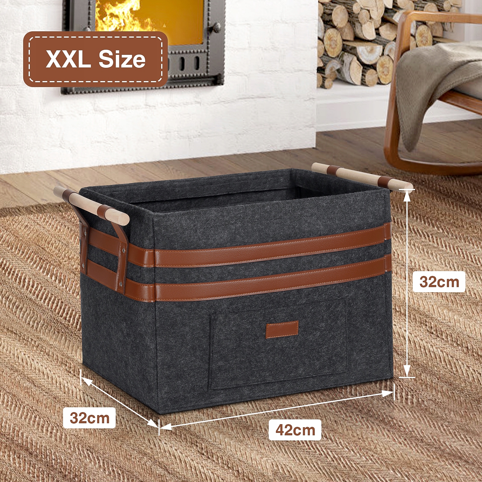 KOSZ FILCOWY TORBA NA DREWNO OPAŁOWE UNIWERSALNY 42X32CM Marka inna