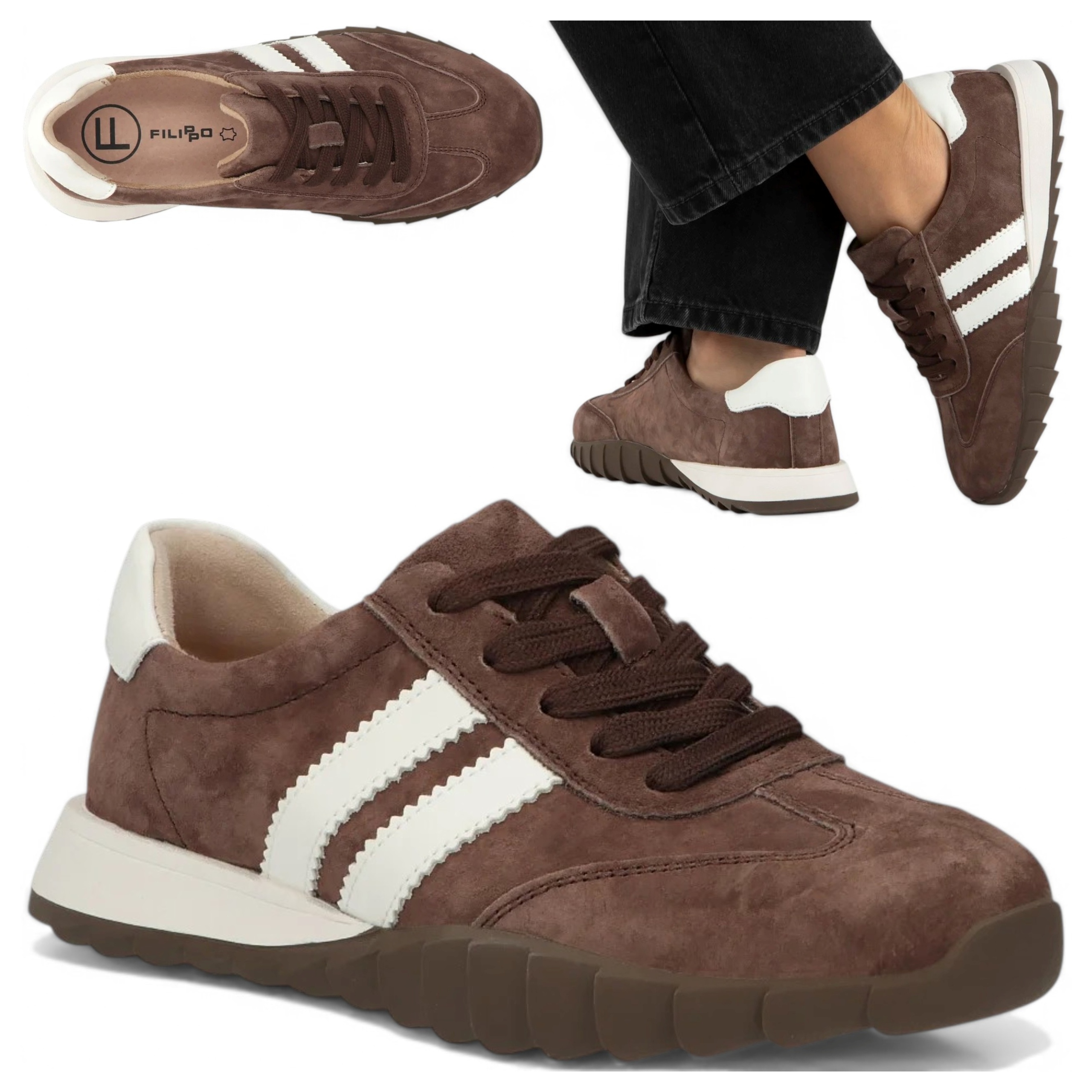 Filippo 38 Sznurowane Półbuty damskie Skóra Natrualna Buty letnie Płaskie