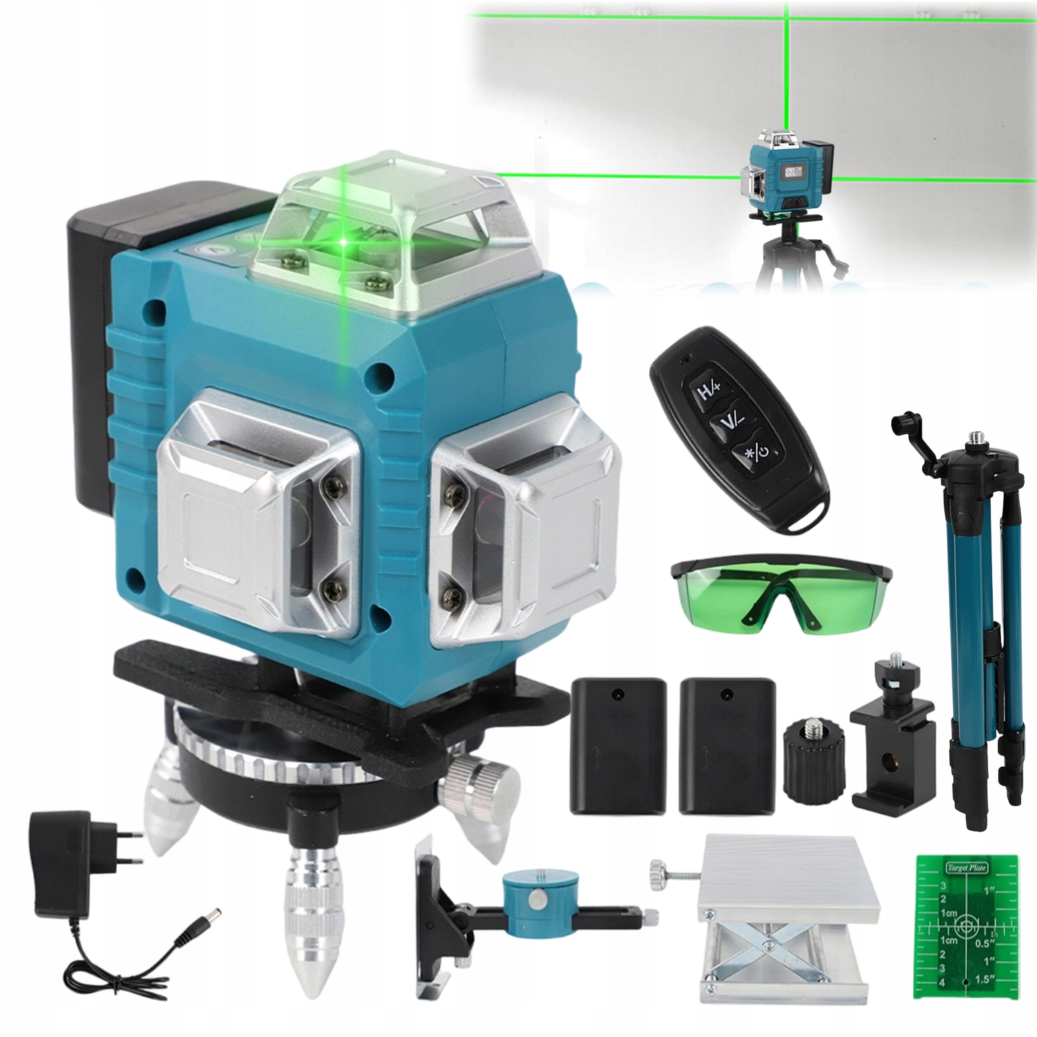 Křížový Laser Laserová Vodováha 16 Linií Laser Samonivelační Stativ 30 M