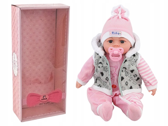 

Bobas Lalka 45cm MÓWI,ŚPIEWA+smoczek+lux opakowana