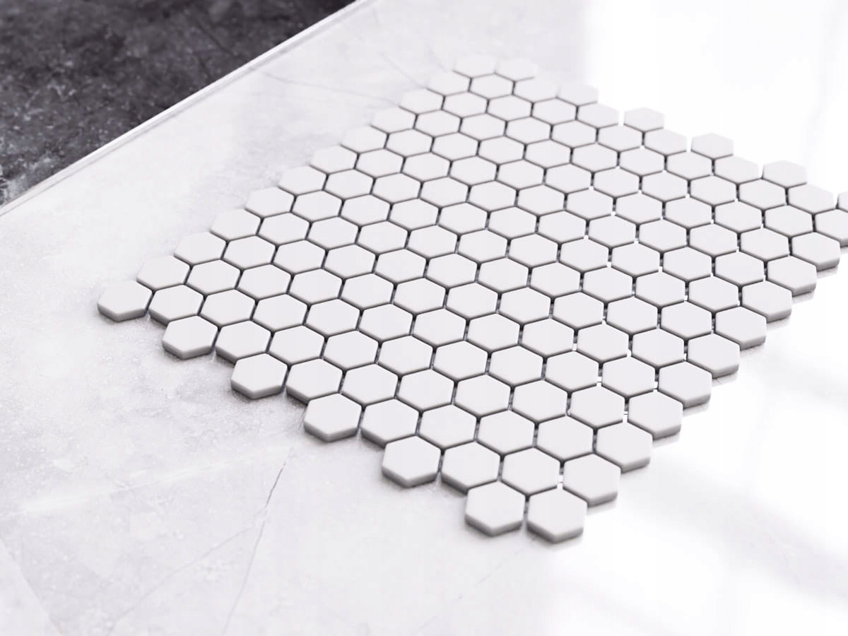 MOZAIKA CERAMICZNA HEKSAGON WHITE BIAŁY MATOWY Typ mozaika