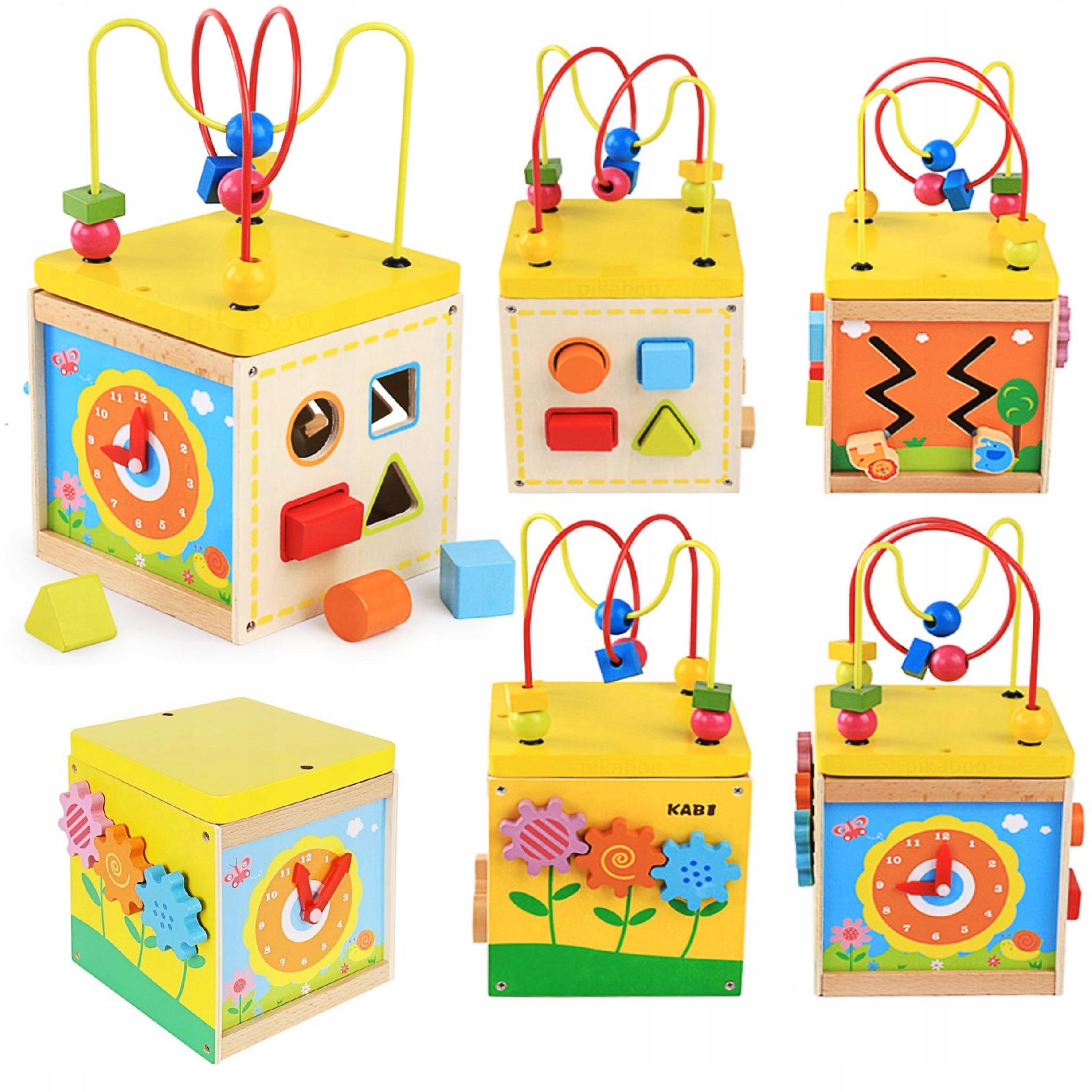 

Drewniana Kostka Edukacyjna Klocki Zegar Sorter