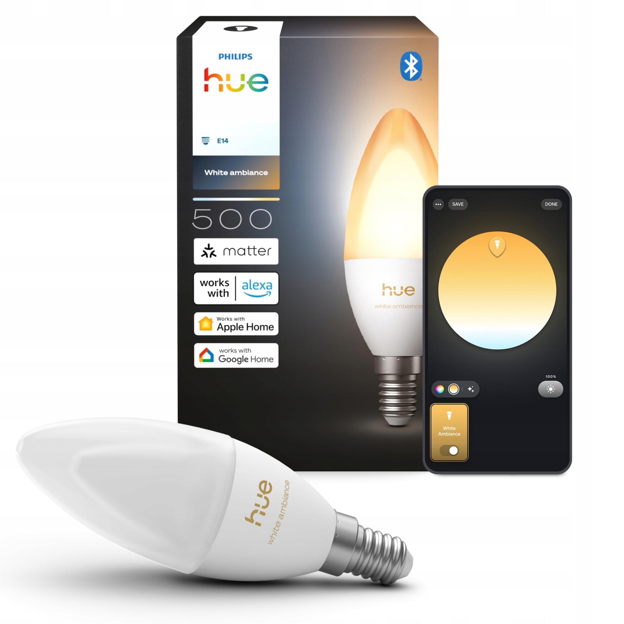 Led žárovka E14 B39 3.7W 500lm Cct Smart ZigBee White Ambiance Philips Hue