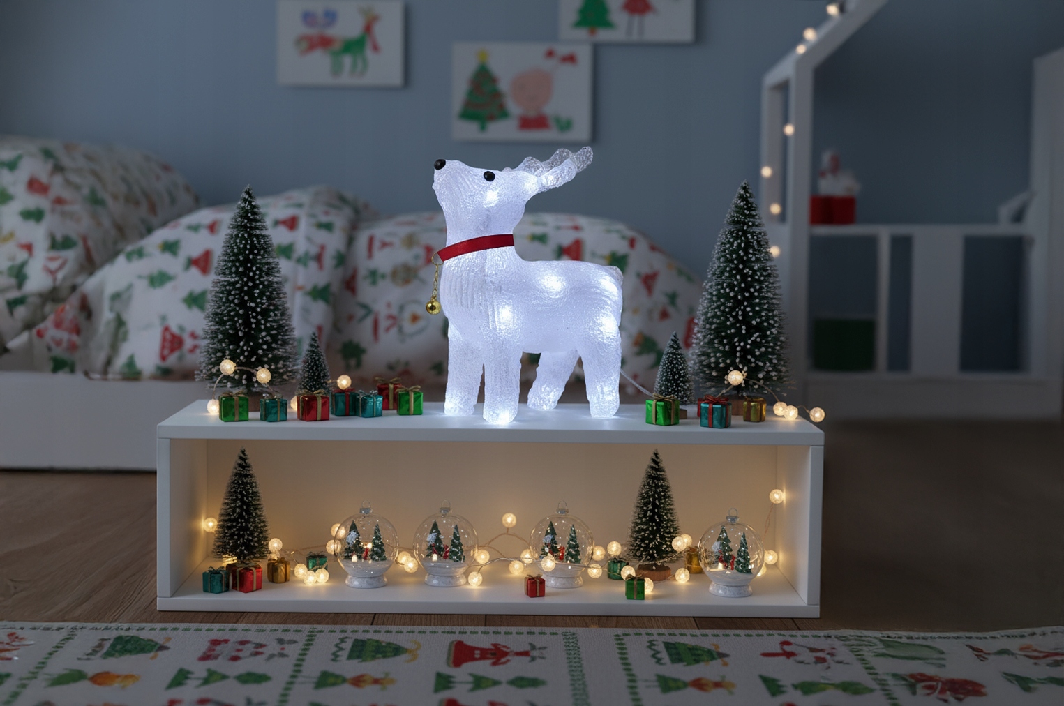 OZDOBA ŚWIĄT ŚWIĄTECZNA RENIFER AKRYL LED 3D BIAŁY ZIMNY NA PRĄD 23CM Materiał wykonania żywica