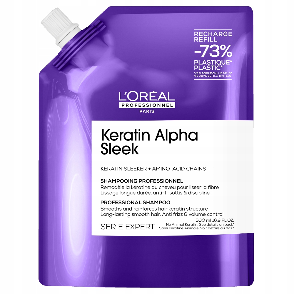 Loreal Keratin Alpha Sleek Šampon vyhlazující 500 ml refill