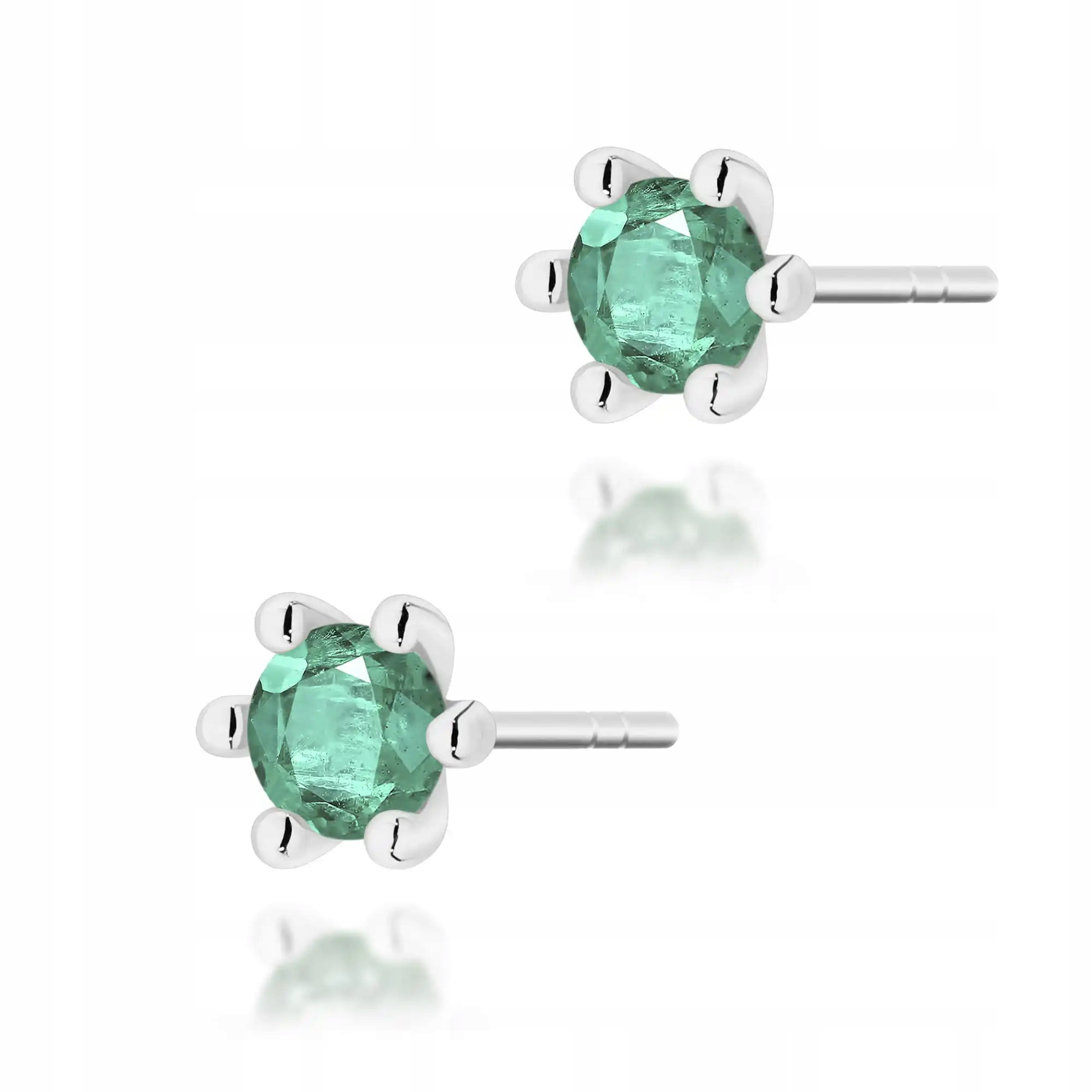 Náušnice zlaté pro ženu 585 se smaragdem bílé zlato lesklé módní