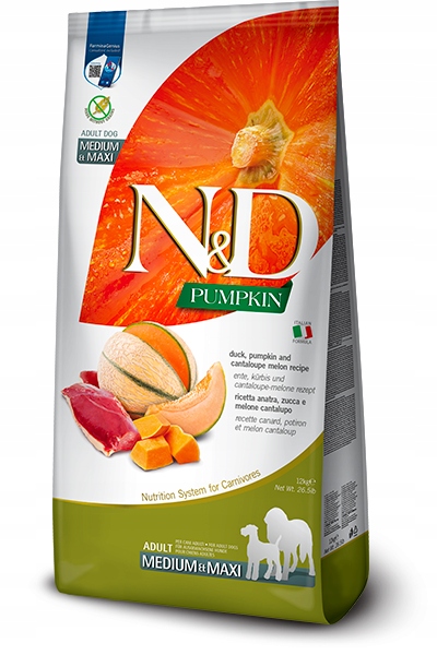 Nd Pumpkin Adult Medium Maxi Duck 12kg karma dla psa Kaczka Dynia Melon