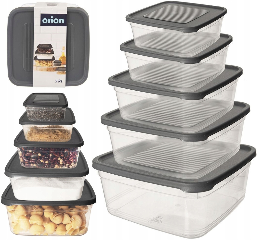 Pojemnik Pudełko na Żywność Jedzenie do Przechowywania Plastikowe Zestaw x5