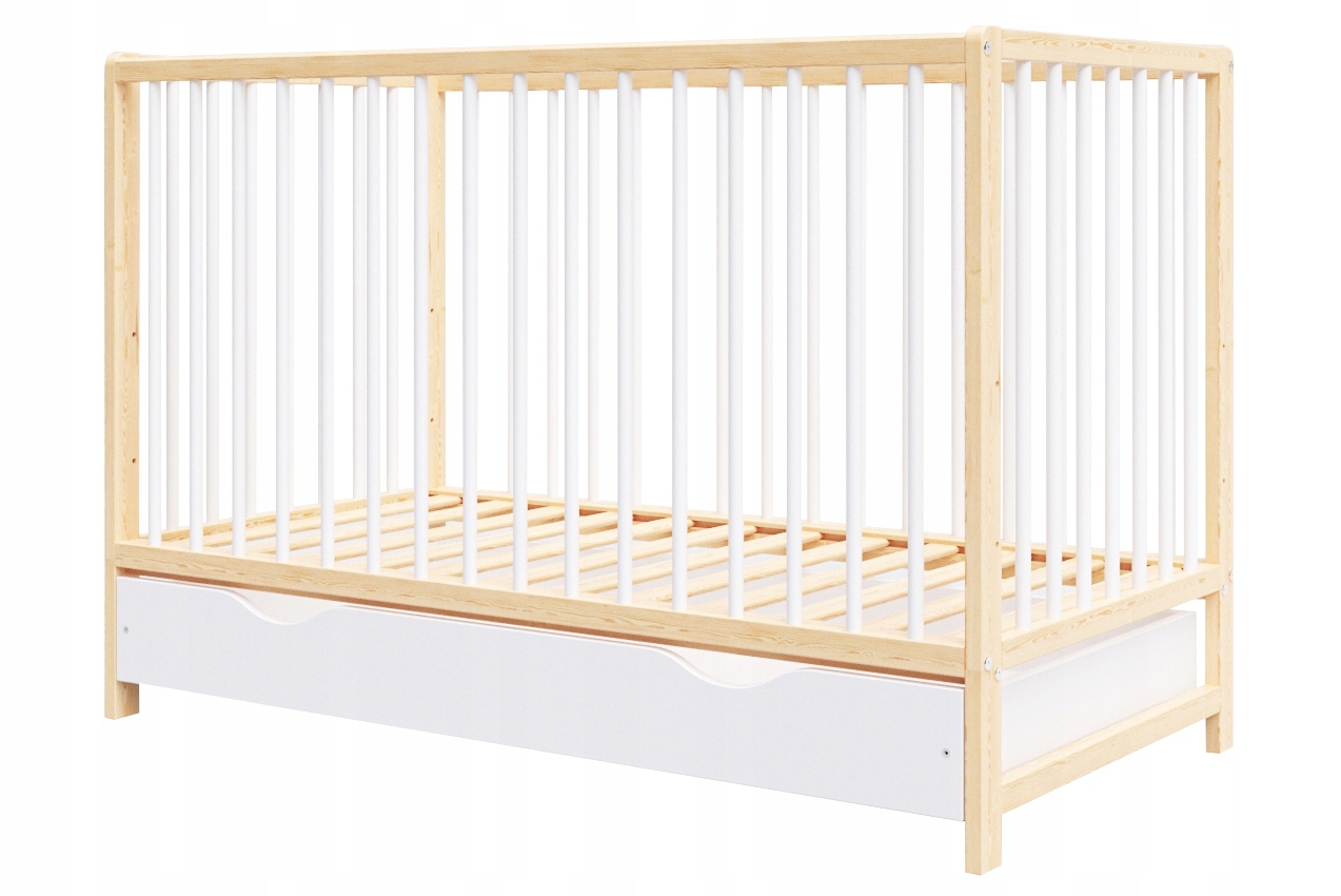Dětská kojenecké s šuplíkem Dominik borovice 120x60, kousátka, norma Eu
