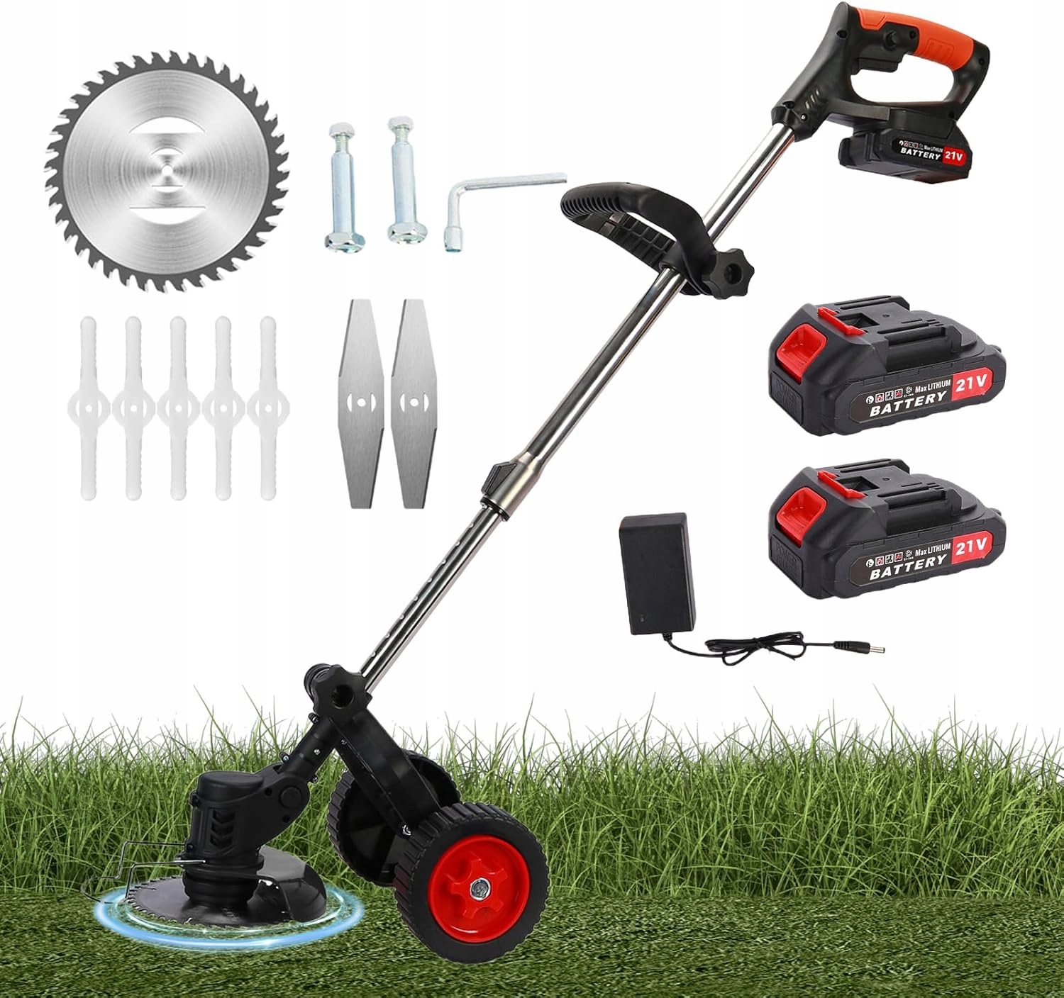 Podkaszarka Akumulatorowa Kosa Ogrodowa Wykaszarka Do Trawy 2XAKU Zestaw