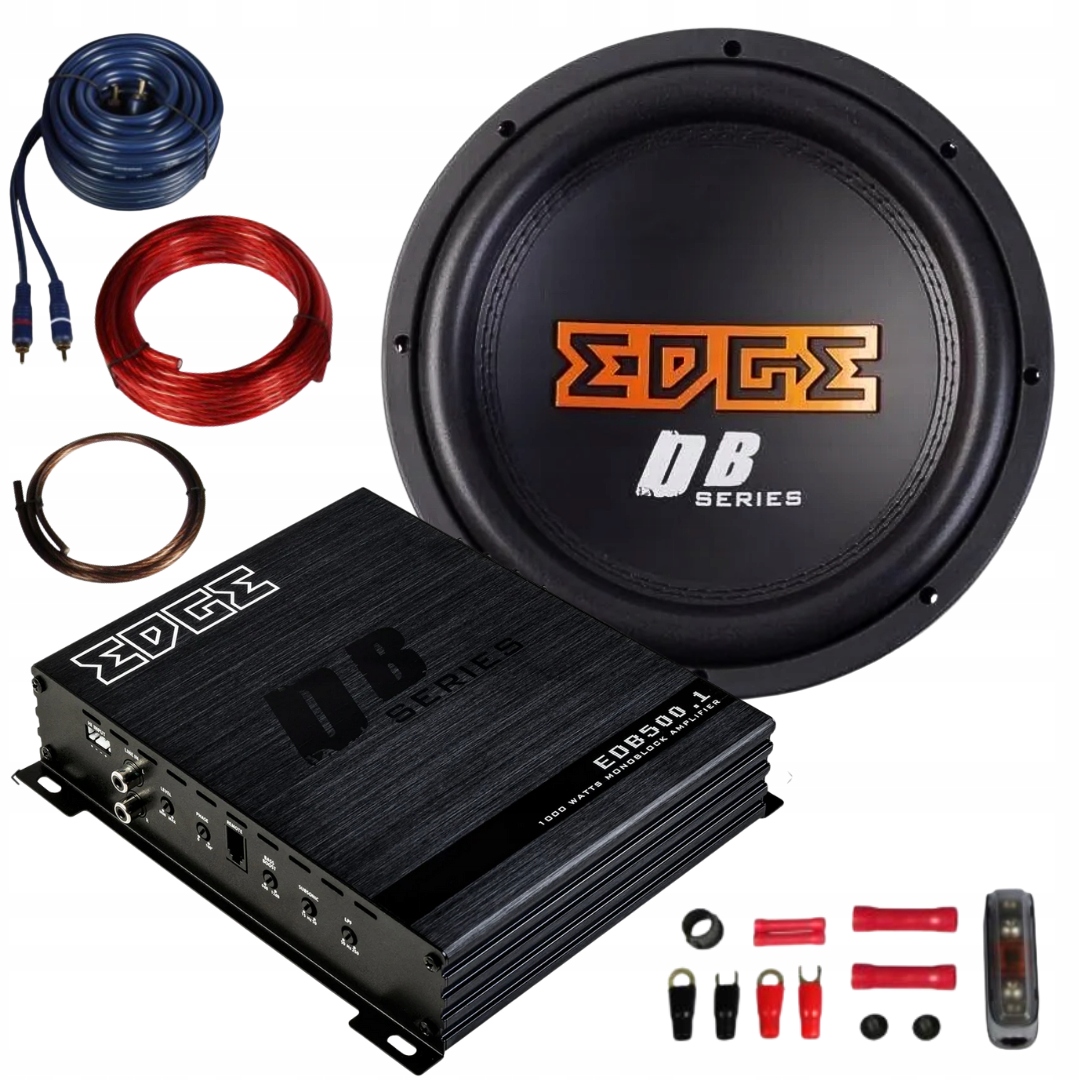 SUBWOOFER 25cm EDGE EDB10D2 500W RMS + WZMACNIACZ EDB500.1 + PILOT +KABLE