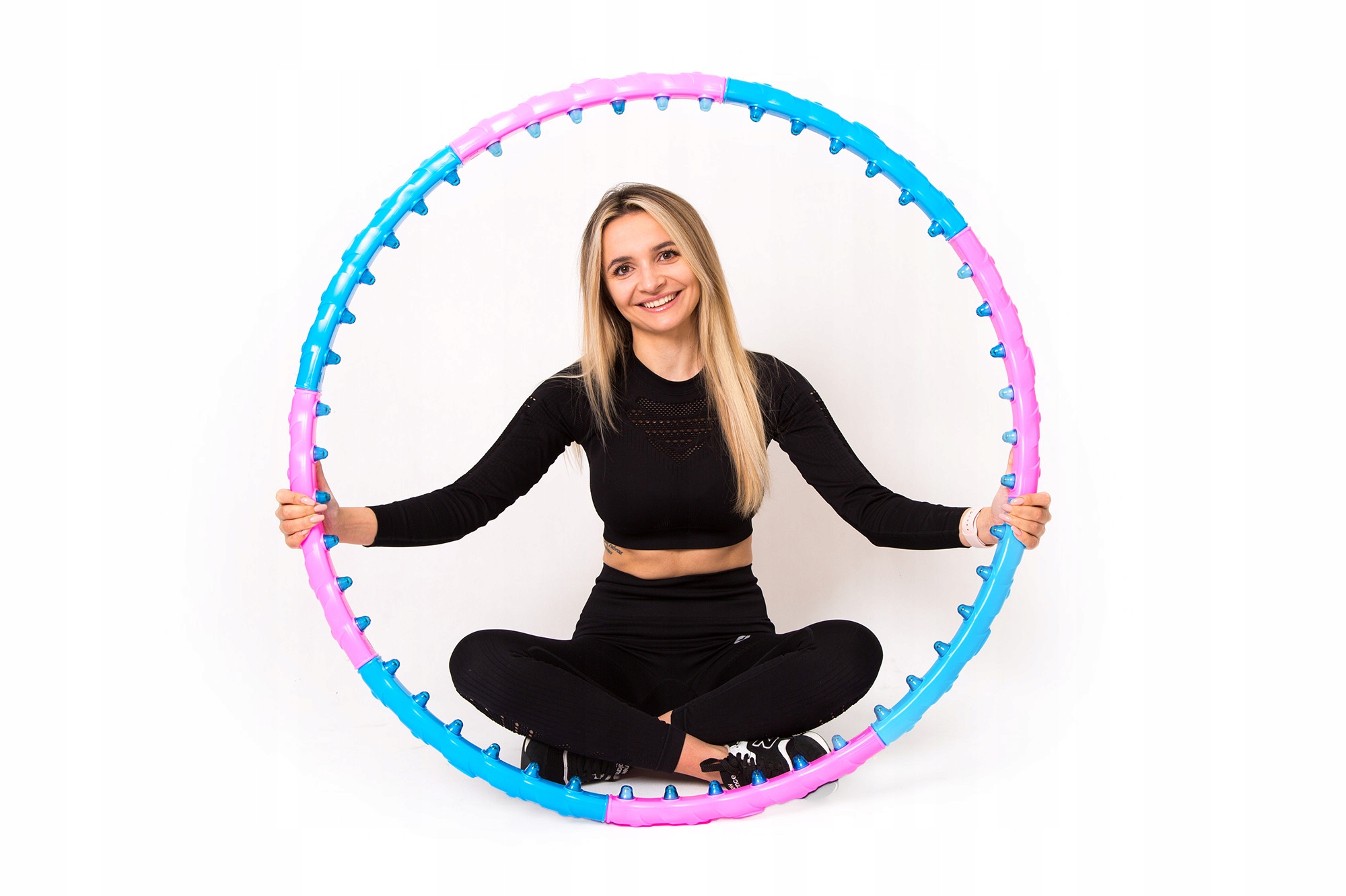 HulaHop lieknėjimo ratas sulankstomas Hula Hoop masažo skersmuo 98 cm