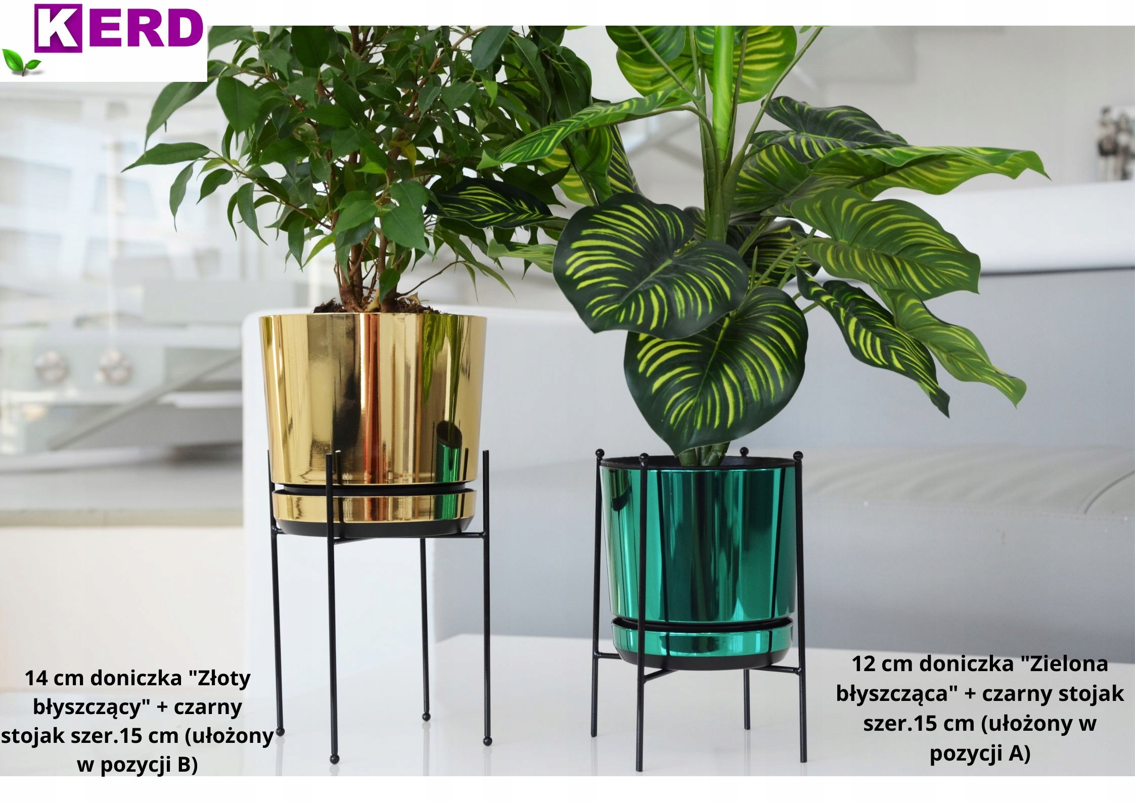 12 na nóżkach Doniczka z drenażem podstawką + stojak metalowy kwietnik LOFT Głębokość produktu 11 cm