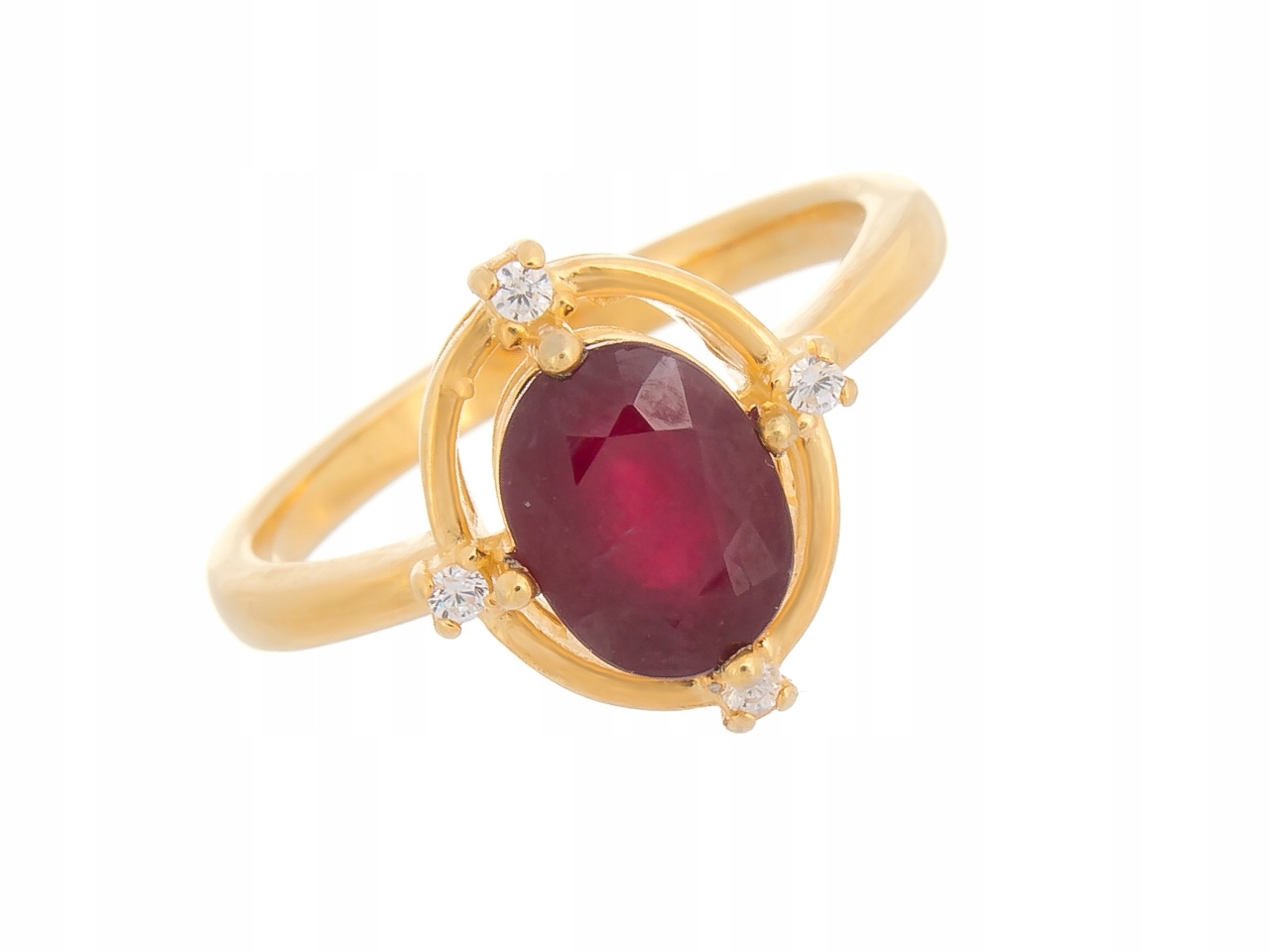 Stříbrný Prstýnek Vel 12, Pozlacený Rubín, Přírodní Dárek