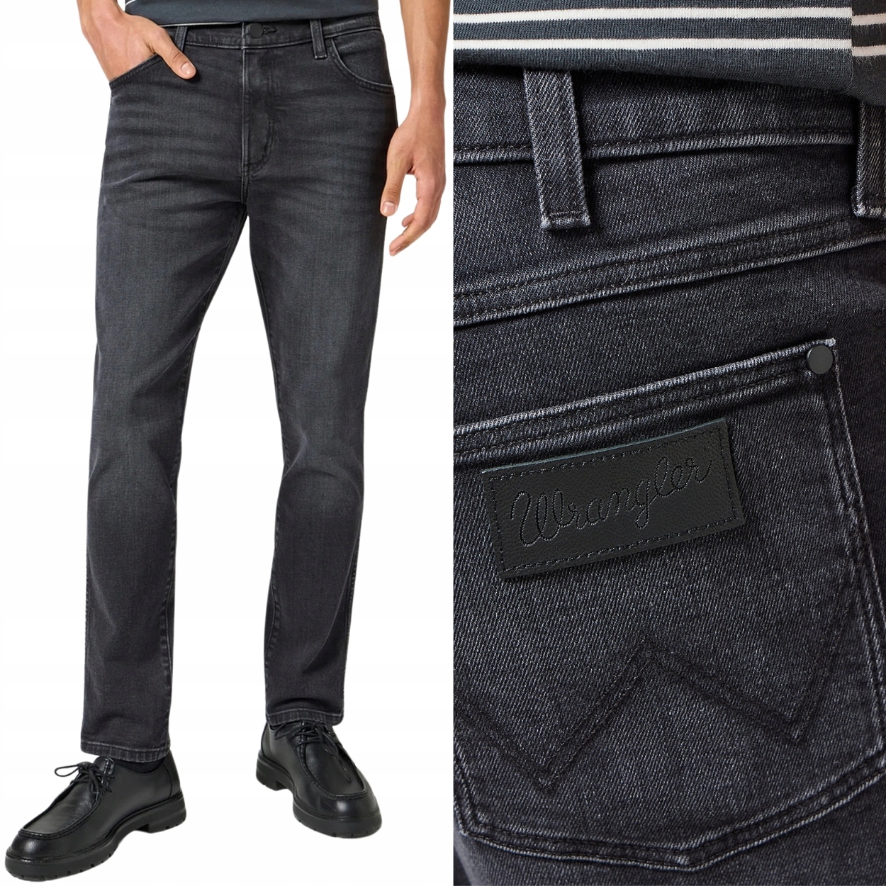 Wrangler Larston Nocturnal Džíny střih Slim šedé jeansové kalhoty W36 L32