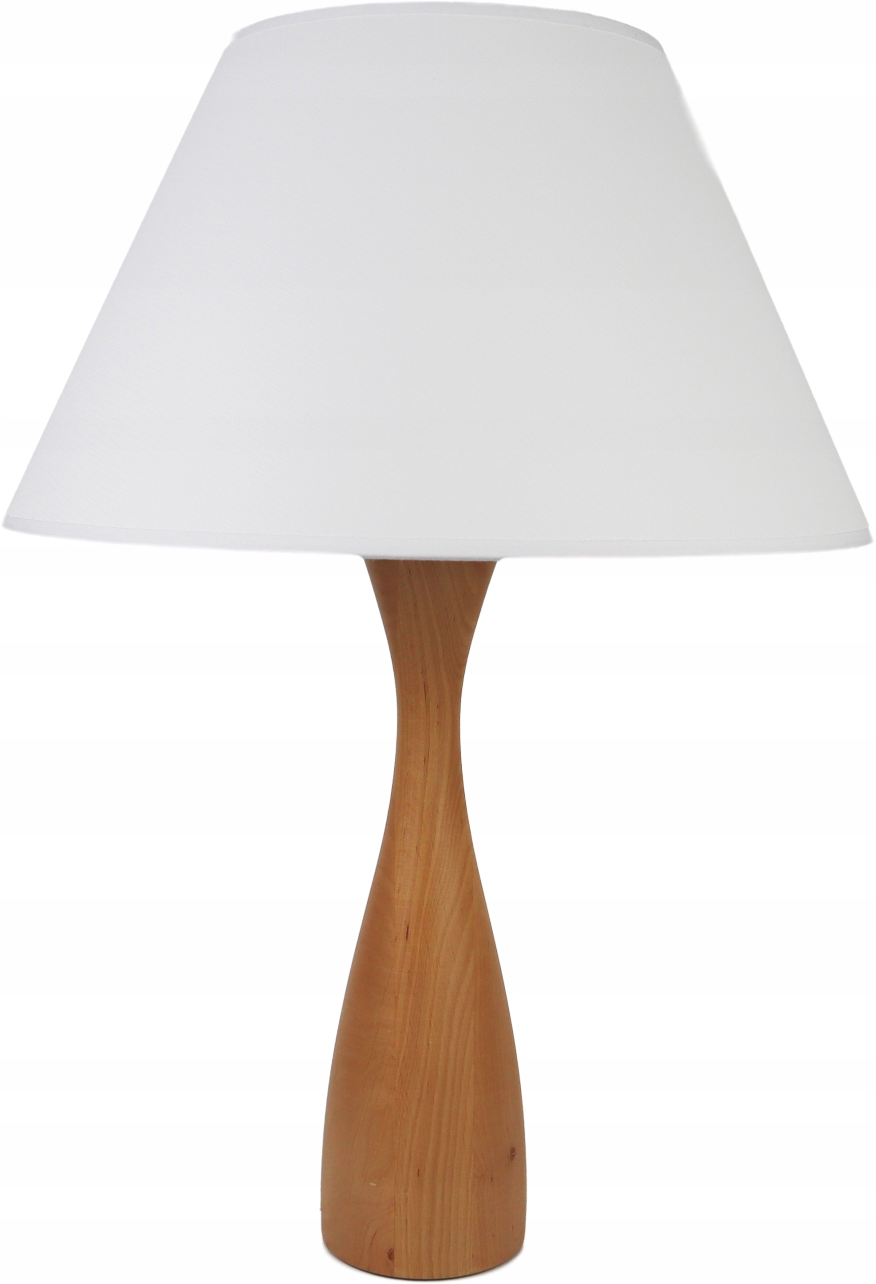 

Lampa drewniana z białym abażurem biurkowa nocna
