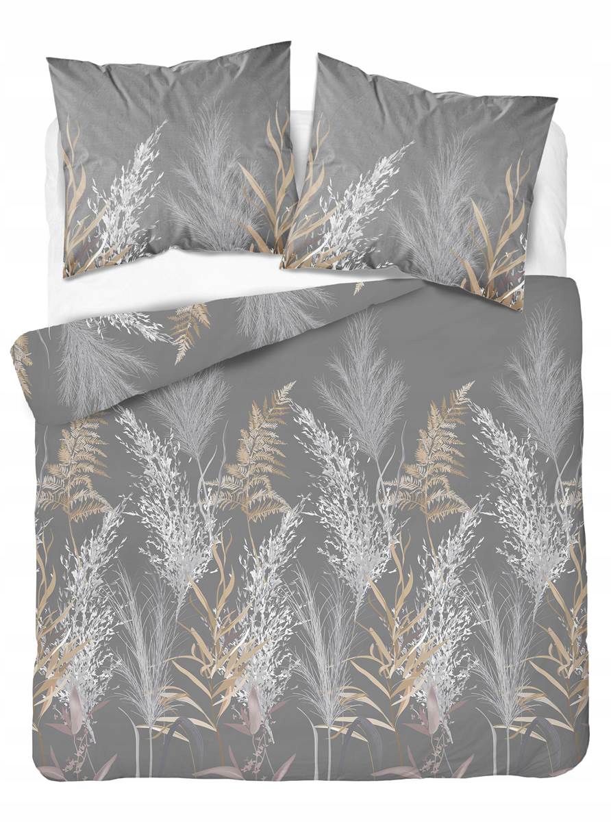 Pościel bawełna satynowa 160x200 Home Satin Trawy Szary