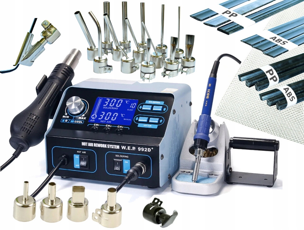 Spawarka do plastiku WEP 992D+ HOTAIR +20dysz BUT żelazko, plastik, siatka