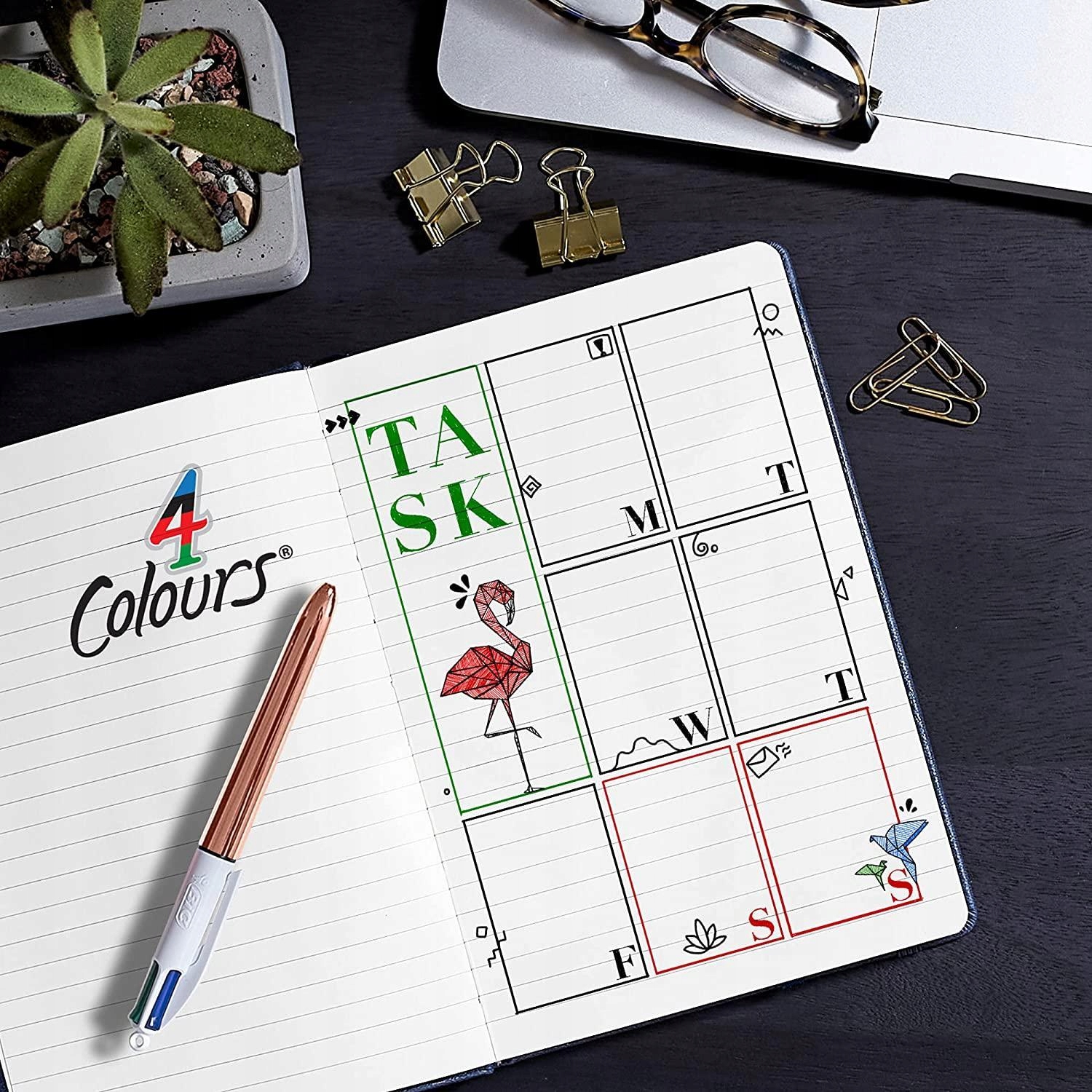 BIC 4COLOURS ROSE GOLD DŁUGOPIS AUTOMATYCZNY 4 KOLORY SZKOLNY 4W1 RÓŻANY Marka BIC