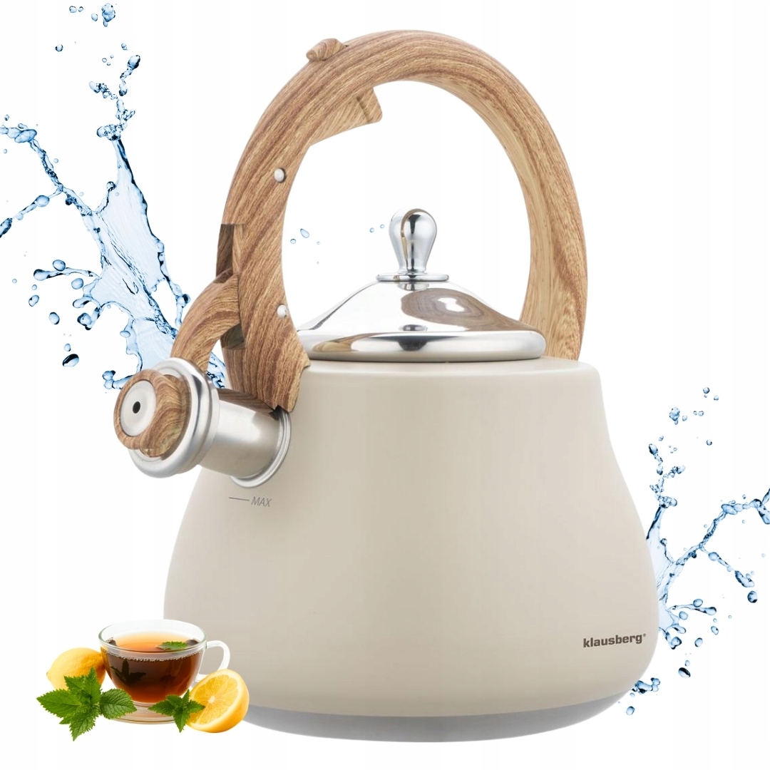 Konvice s píšťalkou Klausberg KB-7919 2,8L indukční plyn nerezová ocel Béžová