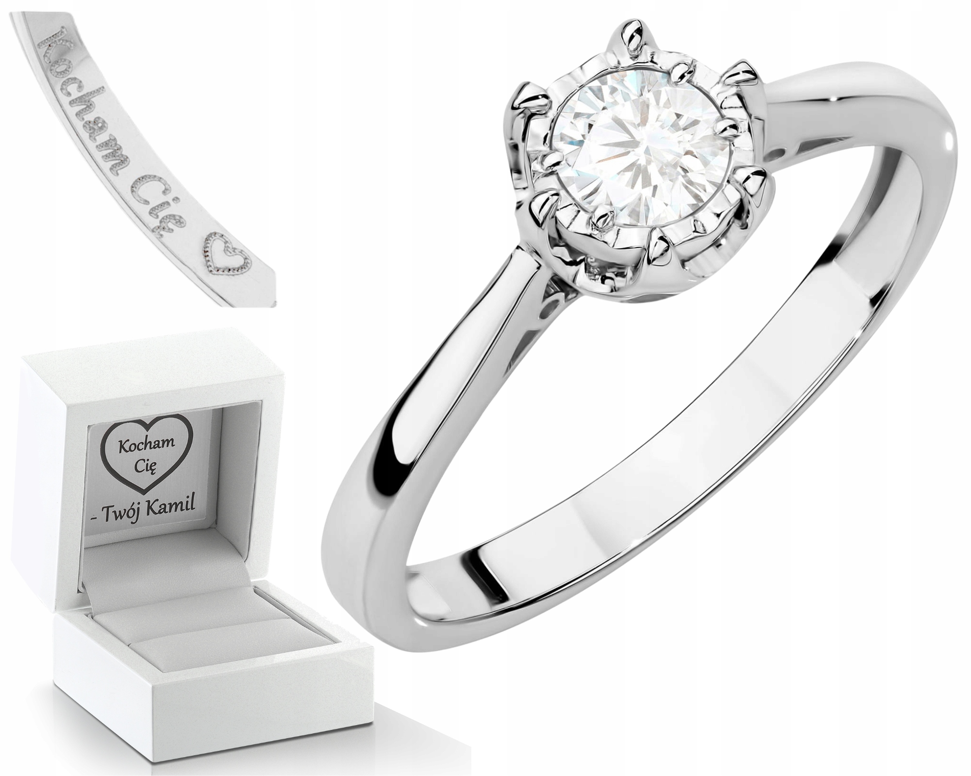 Bílý Zlatý Prstýnek 585 S Laboratorním Diamantem V Šesti Tlapkách