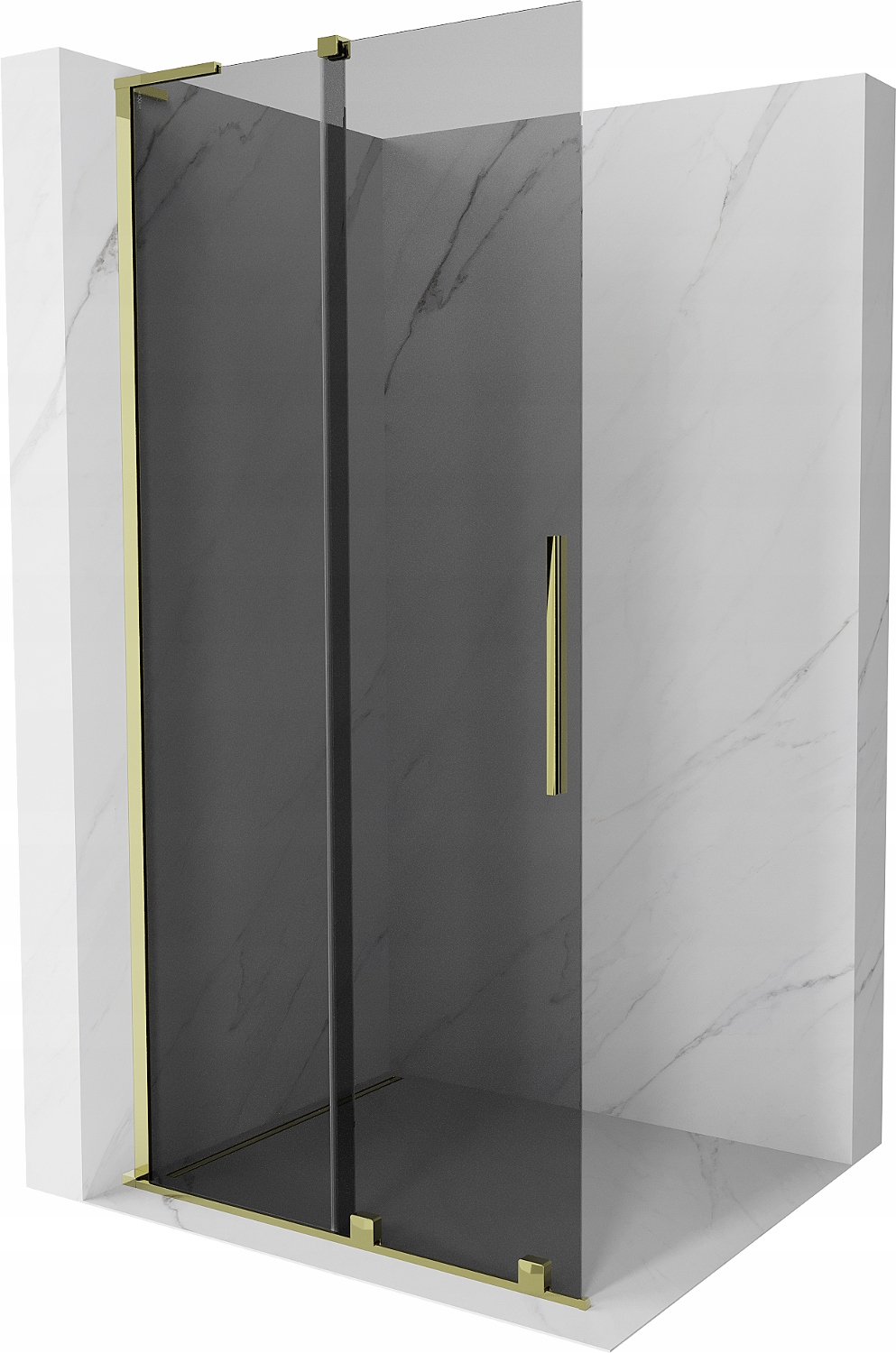 Mexen Velar L Walk-In Sprchová stěna 100x200cm, Grafit/Zlatá, 8mm