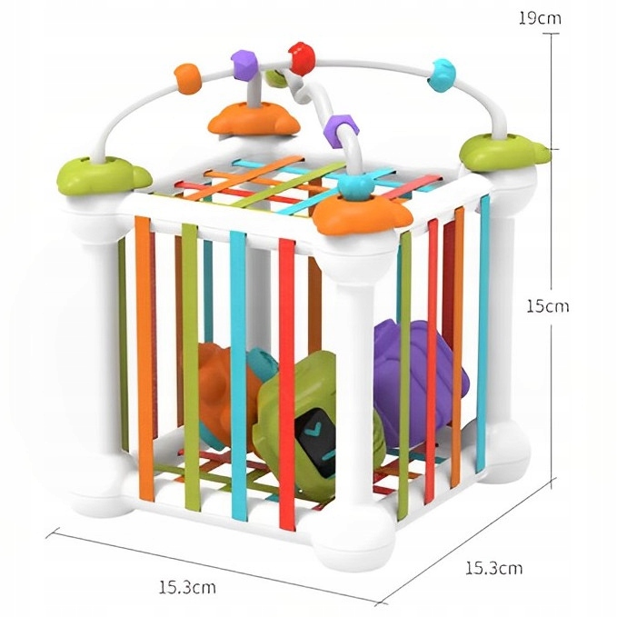 SORTER KLOCKÓW ELASTYCZNA KOSTKA SENSORYCZNA MONTESSORI GUMKI 6 KLOCKÓW Kod producenta MA0087