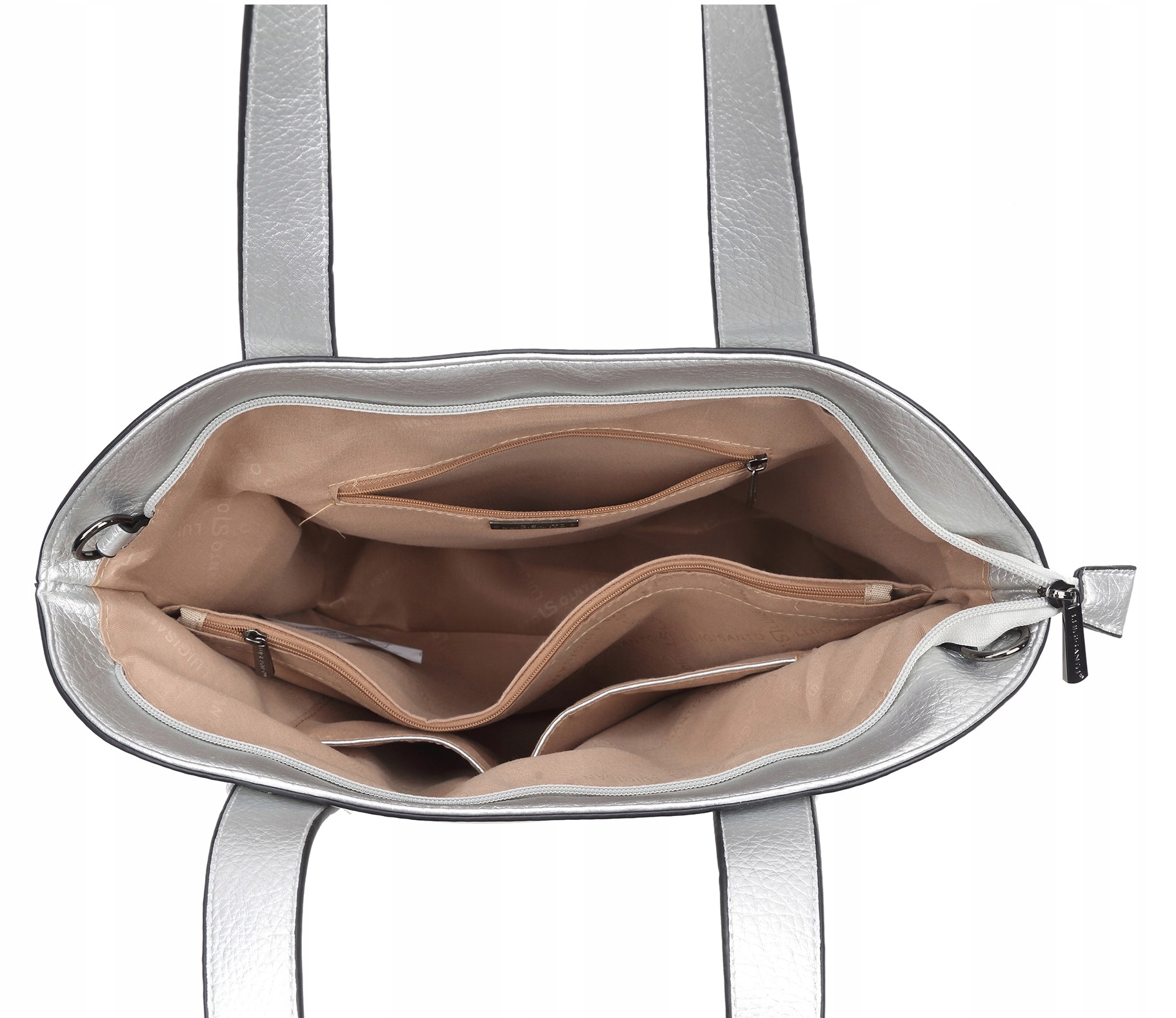 Duża srebrna torba damska A4 shopper ekoskóra Model DJ861