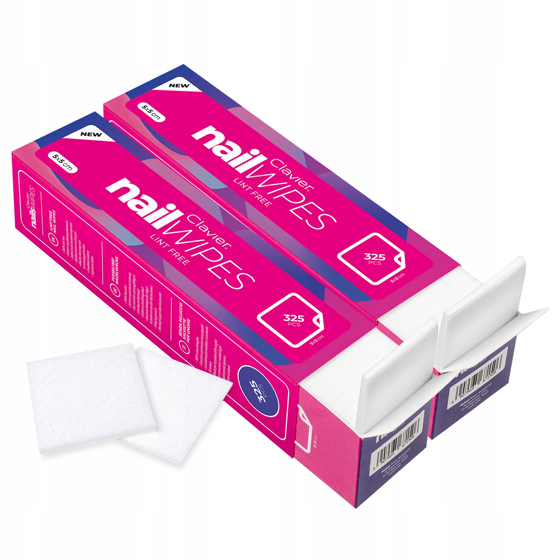 

Waciki bezpyłowe Clavier Nail Wipes zestaw