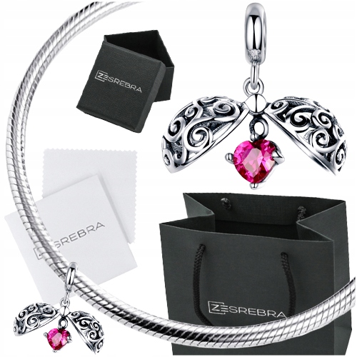 

Charms Otwierany Serce różowe beads srebro S925
