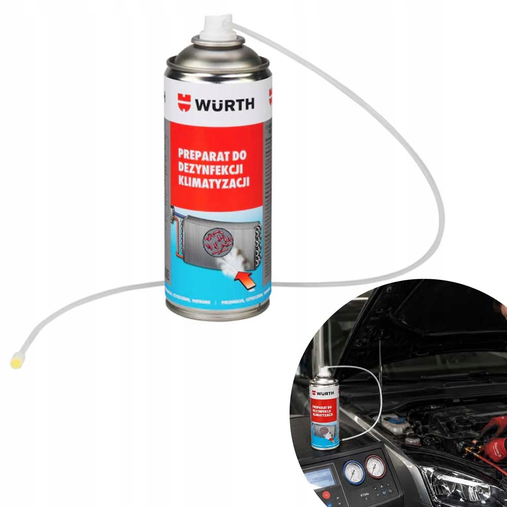 Środek do dezynfekcji odgrzybiania klimatyzacji w sprayu Wurth 300ml +wężyk