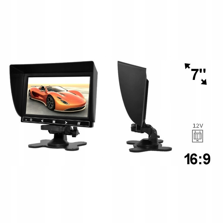 Monitor samochodowy 7'' do 2 kamer 4PIN 12V