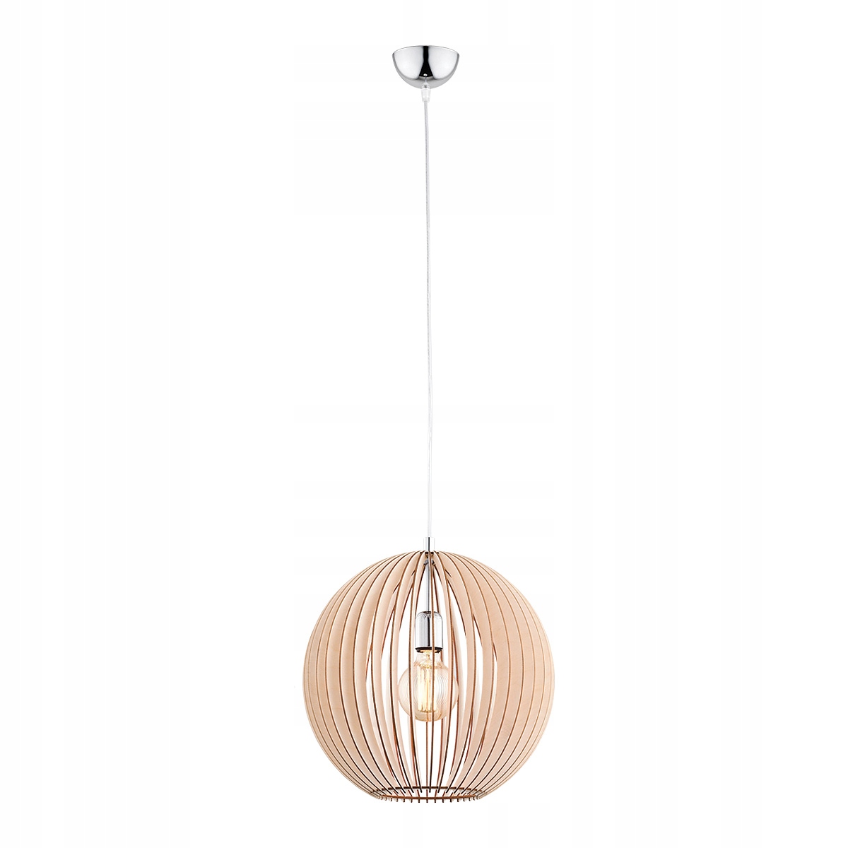 Stylowa Lampa Wisząca Kula Drewno Chrom E27 1Pł Portoryko Argon