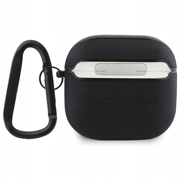 Etui Mercedes Leather Metal Logo na AirPods 4 czarne Mercedes