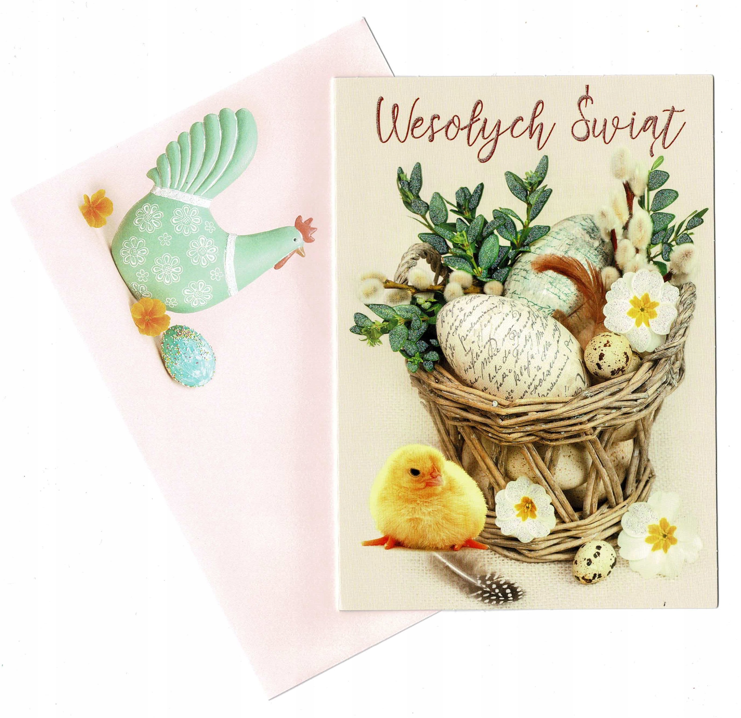 KARNET KARTKA ŚWIĄTECZNA WIELKANOC Z BROKATEM 8szt Marka Pol-Mak