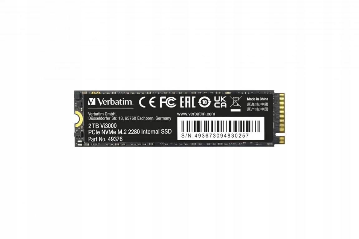 Ssd Verbatim Vi3000 2TB M.2 NVMe PCIe Gen3 2280 3300/3000MB/s