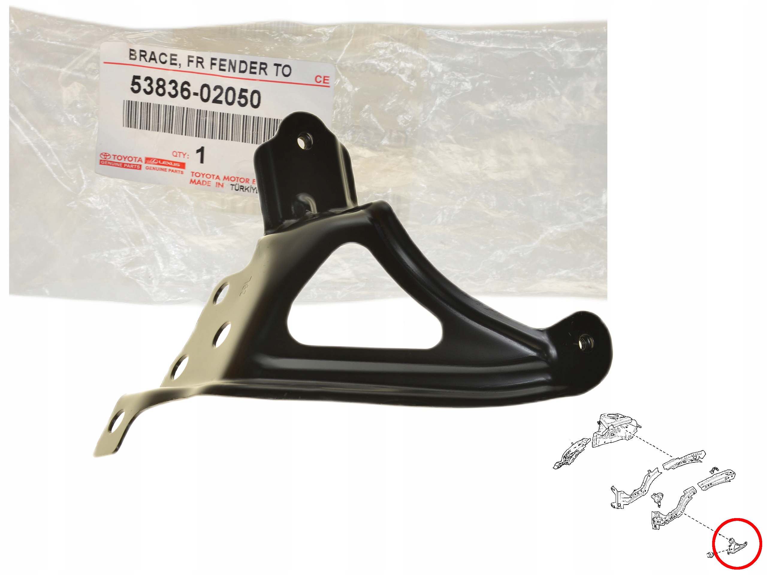 Držák, Upevnění, Podpěra Blatníku Levá Přední 53836-02050 Oe Toyota