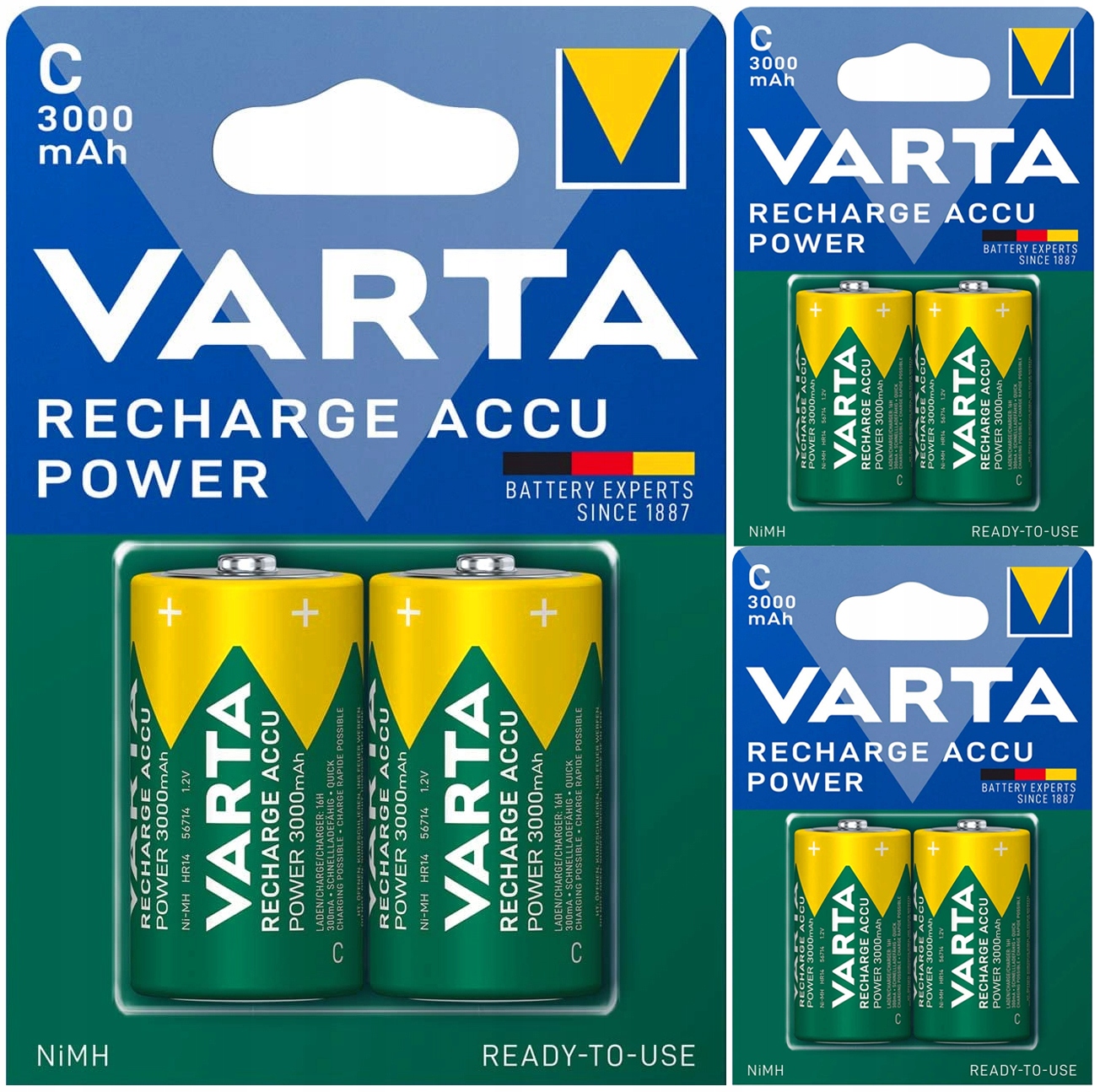 6 x Akumulátory Varta R14 C HR14 3000 mAh Baterie Ready2Use Do Rádia Pilota