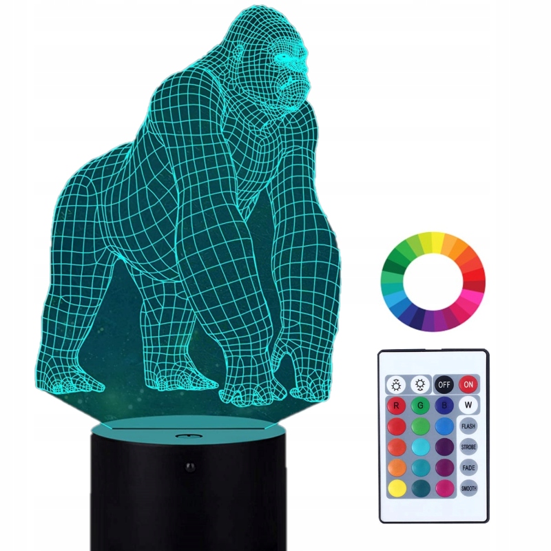 

Lampka Nocna Małpa Goryl Led Imię Grawer