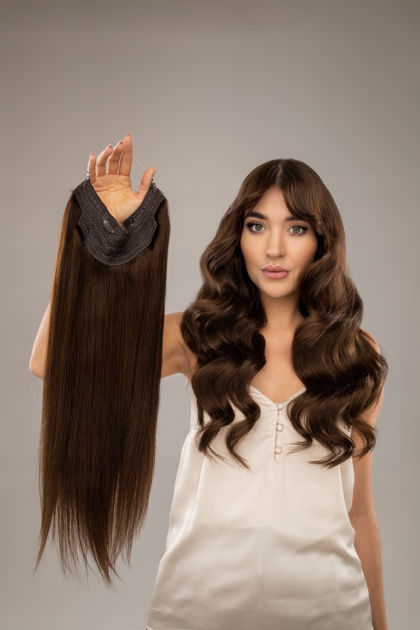 Přírodní vlasy na vlasci flip in hairband husté 120 g dlouhé 50 cm