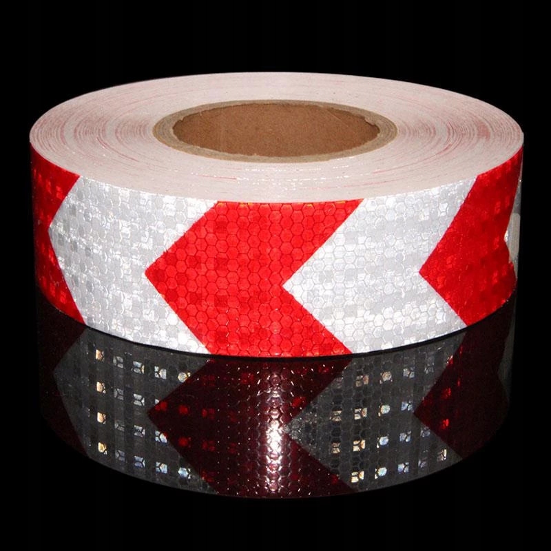 TAŚMA OSTRZEGAWCZA ODBLASKOWA CZERWONO BIAŁA 25m Producent ABW