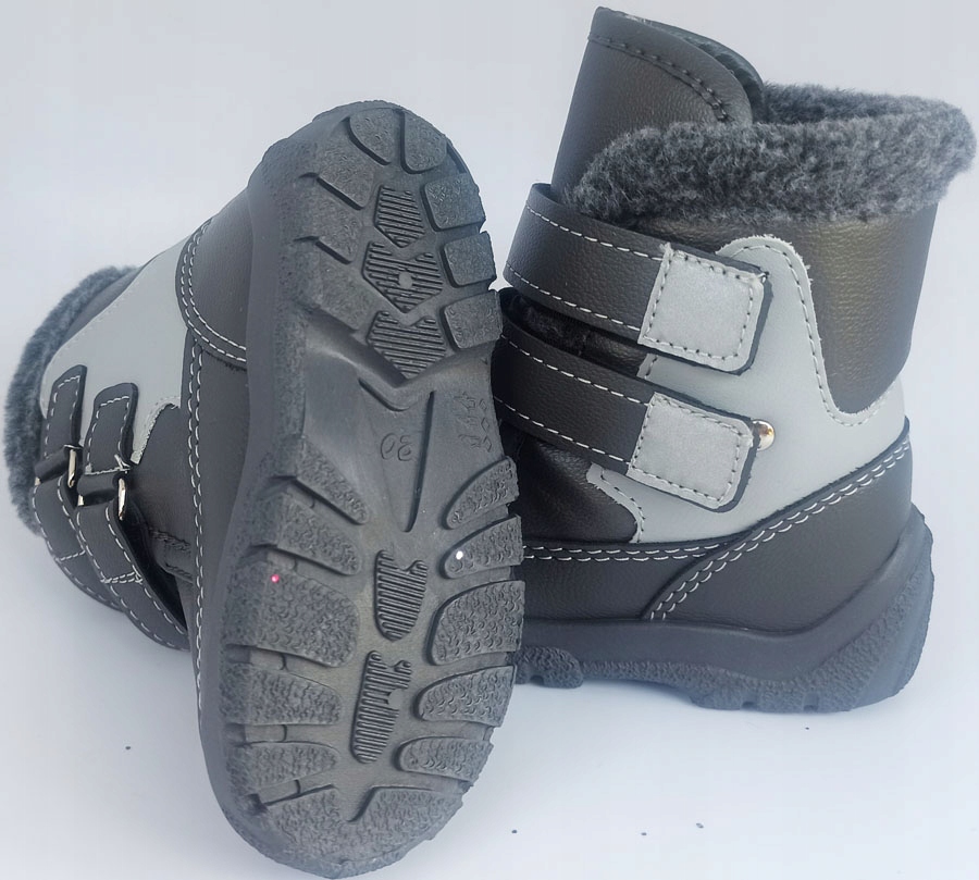 Śniegowce z odblaskiem wełna naturalna POLSKIE r25 P5-139 szare Kod producenta 018-16