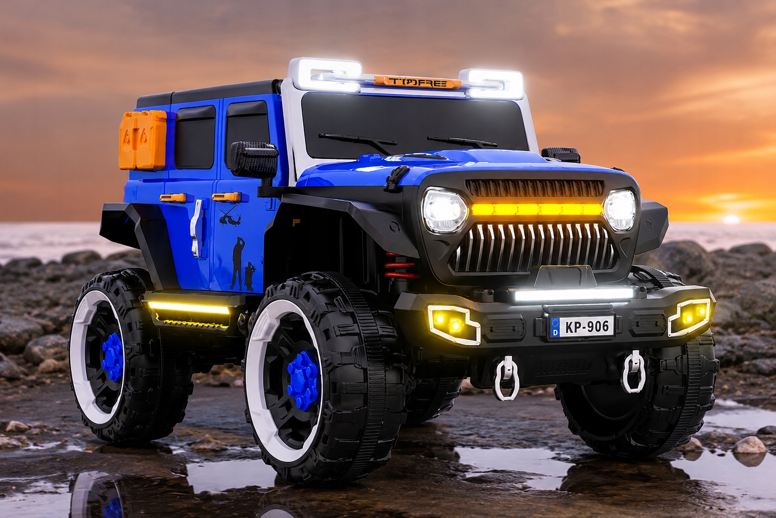 elektrinis Automobilismobilis vaikams Jeep 4X4 vaikams EVA nuotolinio valdymo pultas LED MP3 Duże Koła 4x100 W elektrinis automobilis vaikams
