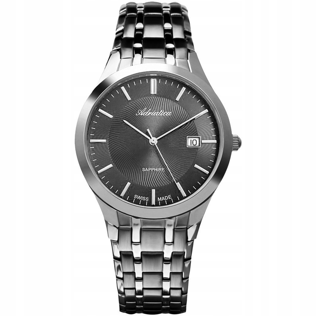 Adriatica pánské hodinky šedé na náramku se safírovým sklem