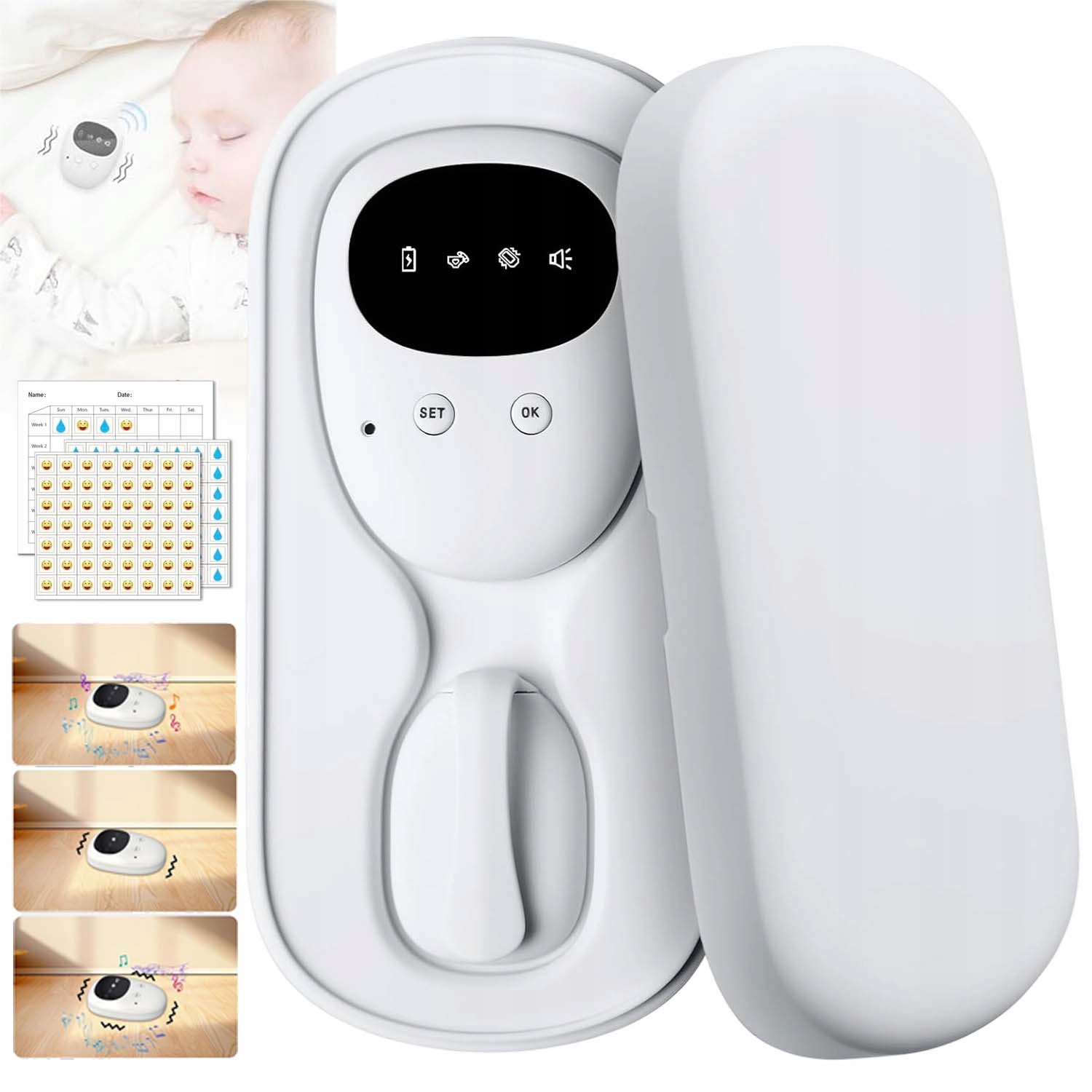 Alarm Probuzení Noční Bezdrátové Namáčení S Nabíječkou A Vibrací