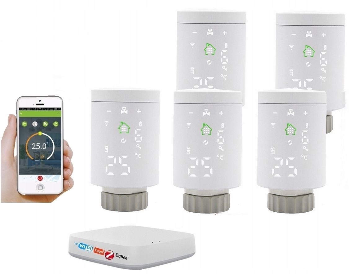 Tuya ZigBee 5 x Termostatická Hlavice Ústředna ZigBee 3.0 Smart Home