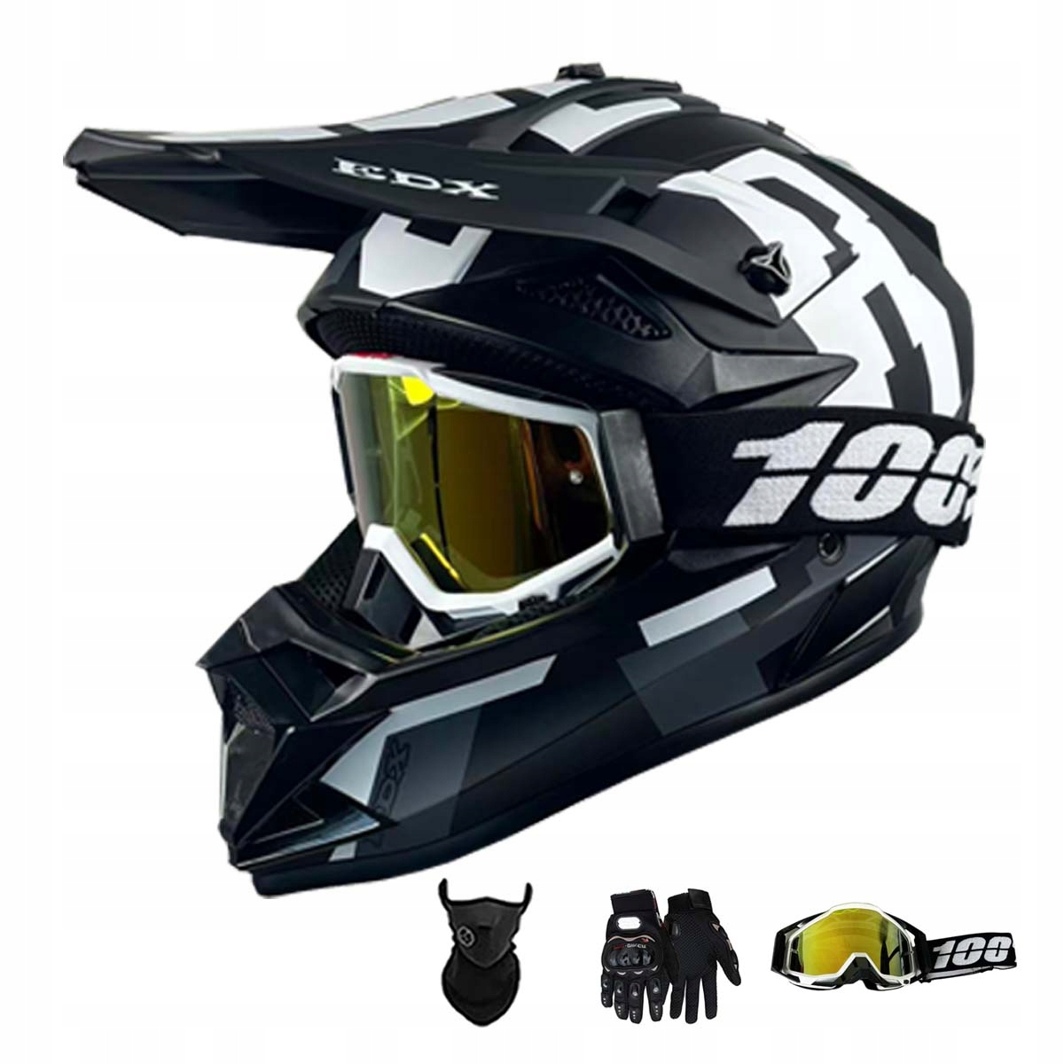 Motocyklová Přilba Crossová Lehká Enduro Quada Brýle Rukavice Maska L